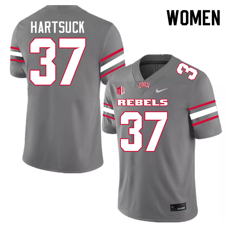 Women #37 Devin Hartsuck UNLV Rebels College Football Jerseys Stitched-Grey